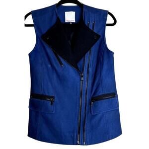 Rebecca Taylor Vest Jacket Women XS Leather Wool Lagenlook Fall Sleeveless